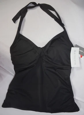 NWT $79 Athleta Size 36B/C Black Bra Cup Wrap Halter Tankini Swim Top #210991 - Image 1 of 4