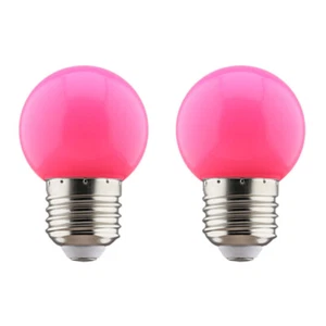 2 Pack E27 Screw LED Lamp Bulbs Pink Color G45 Non-dimmable Bulb for In/ Outdoor - Picture 1 of 6