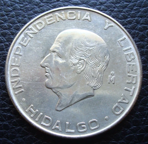 1955 Mexico $5 Pesos Hidalgo Silver Brilliant Circulated.Please Se The Coin Cover