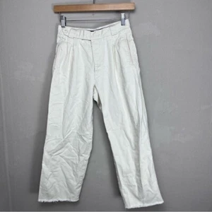 Vintage Giorgio Armani Ivory Pleated Cotton Pants Cropped 23” Size 24Italian 40 - Picture 1 of 15