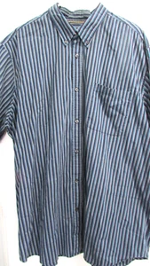 Men's 2XLT Multicolor Blue Stripe SS Dress Shirt By Basic Editions - Picture 1 of 5