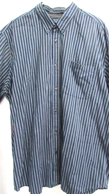 Men's 2XLT Multicolor Blue Stripe SS Dress Shirt By Basic Editions - Image 1 of 4