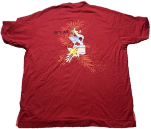 Tommy Bahama Men’s M Relax Short Sleeve Cranberry Wine Pima Cotton Graphic Shirt - Picture 1 of 6