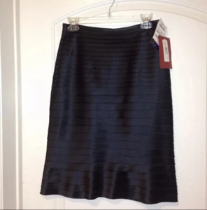 JS Collections Black Satin Tiered Skirt NWT - Picture 1 of 6
