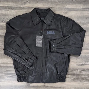 NRA Mens Leather Jacket Medium Burks Bay National Rifle Association Member NWT - Picture 1 of 13