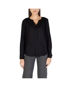 Street One VNeck Long Sleeve Blouse Women Black Shirts - Picture 1 of 5