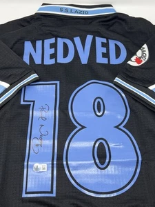 Camiseta deportiva Pavel Nedved firmada a mano autografiada S.S. Lazio visitante Puma Beckett BAS - Imagen 1 de 11