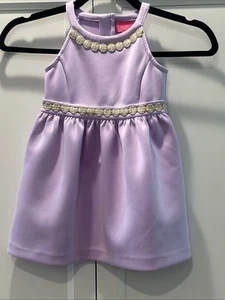 Lilly Pulitzer Girls Evelyn Fit & Flare Dress Light Lilac Gold Size XS (2-3) - Picture 1 of 5