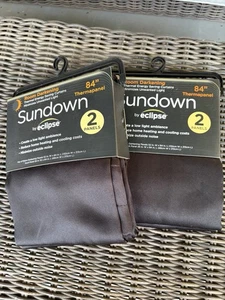 2 X Blackout Energy Saving Curtains Sundown By Eclipse Black  52” By 84 - Picture 1 of 4