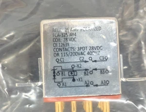 New, TE Connectivity, FCA-325-AY4, RELAY GEN PURPOSE 3PDT 25A 28V - Picture 1 of 4