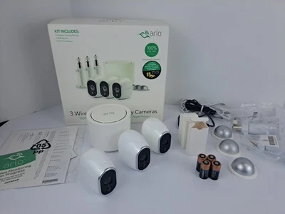 Arlo Netgear VMS3330W Security System with 3 HD Cameras Indoor / Outdoor- USED - Image 1 of 4