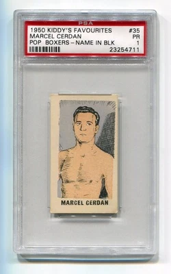 1950 1948 Kiddy's Favourites Popular Boxers Black 35 Marcel Cerdan PSA 1 Highest - Image 1 of 2