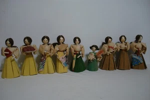 Lote De Colección De 9 Figuras Muñecas Cáscara De Maíz Hechas A Mano 4 1/2" Mujeres 3" Niño - Imagen 1 de 21