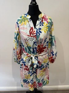 Zara Oversized Floral Tie Waist Shirt Dress Cotton Size XS - BNWT - Picture 1 of 8