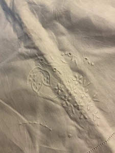 Vintage Linen Housewife Pillowcase, Embossed/Cut Work, see description - Picture 1 of 7