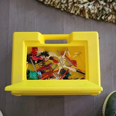 Vintage K'NEX Yellow Box Hard KNEX Carrying Carry Case1993 Kinex + Pieces - Image 1 of 2