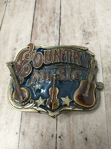 Country (Music) Western Belt Buckle Guitar Banjo Fiddle 1982 - Picture 1 of 5