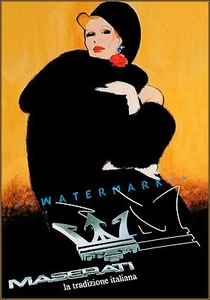 Maserati 1996 An Italian Car Tradition Vintage Poster Fashionable Woman Print - Picture 1 of 6