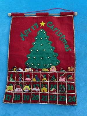 Advent Calendar Countdown To Christmas Hanging  23 Pocket Fillers 13x19/22” Flaw - Image 1 of 4