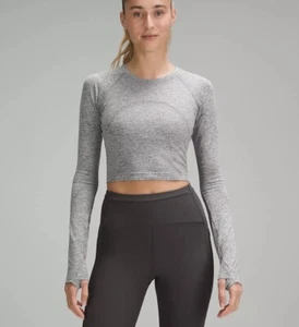 Swiftly Tech Cropped Long-Sleeve Shirt 2.0 in Grey - Picture 1 of 5