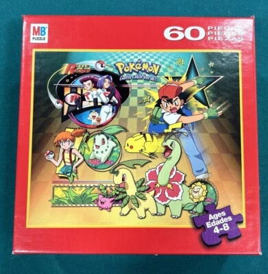 Pokemon Puzzle Ash Misty Pikachu Team Rocket 60 штук 2002 Hasbro MB полный комплект - Изображение 1 из 2