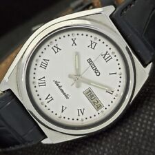OLD VINTAGE SEIKO 5 AUTOMATIC 7009A JAPAN MENS D/D WHITE WATCH 551b-a292083-1