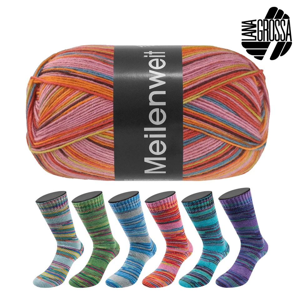 Lana Grossa MEILENWEIT 100 g CAPRESE hochwertige 4-fach Sockenwolle 420 m  - Bild 1 von 1