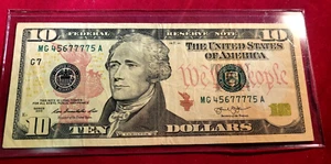 $10 FRN Fancy / Lucky 7's Serial Number 45677775... - Picture 1 of 1