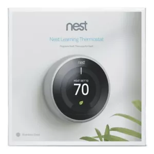 Sealed! Google Nest 3rd Gen Learning Thermostat T3007ES Stainless Steel - Picture 1 of 3