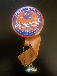 Denver Broncos 1987 AFC Champions Super Bowl XXII NFL 3.5” Button Football Pin - Picture 1 of 3