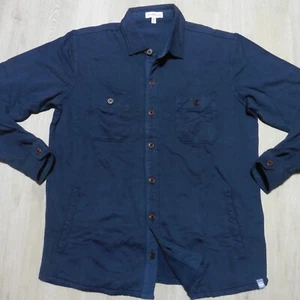 PETER MILLAR Mens M MEDIUM LAVA WASH FLEECE KNIT SHIRT JACKET NAVY CHORE SHACKET - Picture 1 of 13