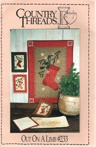 Country Threads OUT ON A LIMB #233 WEIHNACHTSSTRUMPF Applikation Quiltmuster - Bild 1 von 2