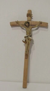 Crucifijo Cruz Madera Tallada, Cuerpo de Jesús, Estilo Barroco, Arte Pintado a Mano, L 14" - Imagen 1 de 12