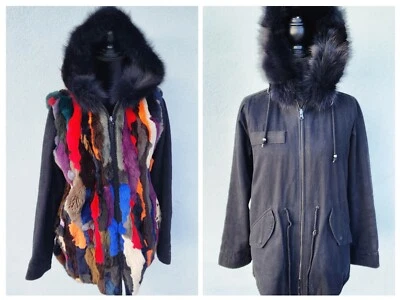 Chaqueta Abrigo de Piel Multicolor Reversible Anorak Exclusiva Bloomingdales (L)  Foto 1 de 4