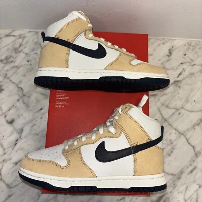 NEW Nike Dunk High PRM Sesame DX2044-101 Women's Sz 5.5 Navy Tan Yankees - Image 1 of 4