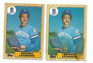 DENNIS LEONARD (Kansas City) 1987 TOPPS GIANT PRINT ERROR CARD #38 & REG CARD #38 - Bild 1 von 2