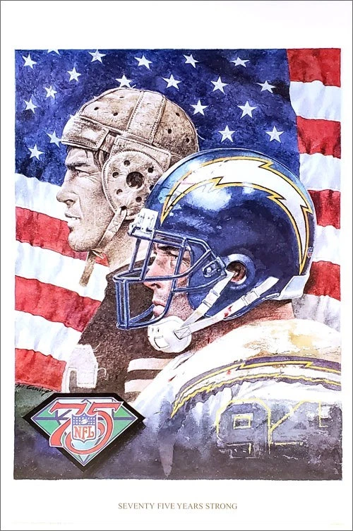 San Diego Chargers NFL Metal Sign 75 Years Strong Patriotic - Image 1 of 1