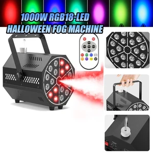 18 LED Smoke Fog Machine RGB 1000W MutiColor Party Wedding Stage Light w/Remote - Picture 1 of 14