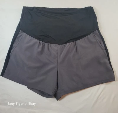 Pantalones Cortos Deportivos Isabel Maternity Negro Gris ESPALDA Panel Cruzado ACTIVE STRETCH XXL Foto 1 de 4