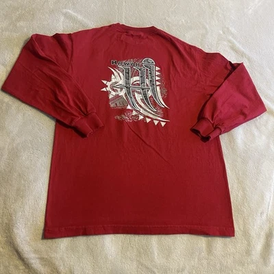 Vintage Hawaii Shirt Men Medium Red Y2K Streetwear Lightweight Workout Gym Tee - Image 1 of 4