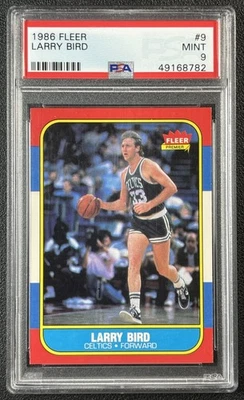 LARRY BIRD PSA 9 1986-87 FLEER #9 CELTICS 8782 - Image 1 of 2