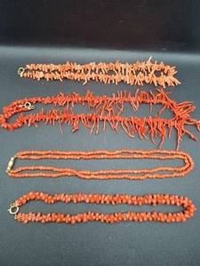 Vintage Coral Necklaces Graduated Branch Bead Barrel Clasp Job Lot Natural Peach - Picture 1 of 16