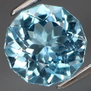 ¡Color encantador de 3,72 quilates! Topacio Azul Suizo Brasil Redondo 9.6mm. ¡Limpio! - Imagen 1 de 4