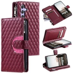 For Samsung Galaxy A17 5G Glitter Lattice Zipper Wallet Leather Phone Case - Photo 1 sur 1