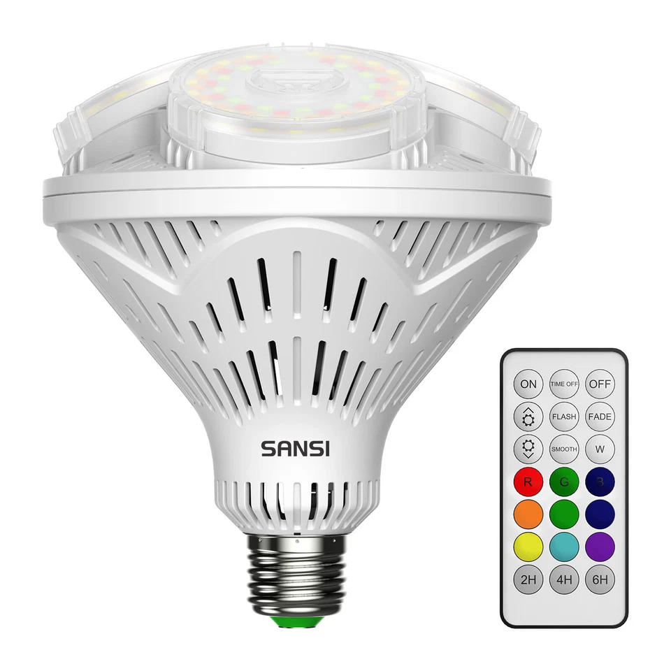 SANSI RGB LED Light Bulb 4000LM 40W(260W Equivalent) Dimmable with Timing Remote - Image 1 of 4