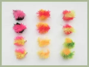 Blob Flies, 12 Pack Two Tone Colours, Size 10 , Fishing Flies, Trout Flies - Picture 1 of 10