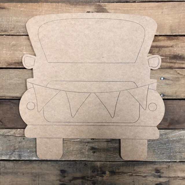 Camión con cinta, recorte de madera, forma inacabada, pintura por línea, artesanía grabada Foto 1 de 1