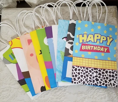 10 Ct. ASSORTED Toy Story Goody Party Loot Gift Birthday Party Candy Bags Handle - Image 1 of 4