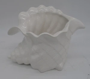 RARE Vintage Pereiras Portugal White Conch Shell Planter 1960s Vase Bowl Sea - Picture 1 of 4