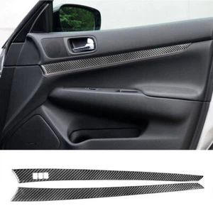 2pcs For INFINITI G37 2010-13 Carbon Fiber Front Door Stripe Interior Sticker - Foto 1 di 8